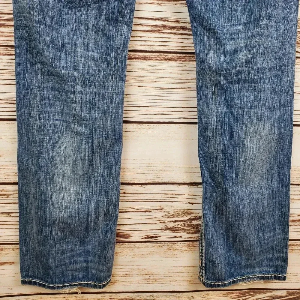 Rock Revival Men's 32x32 Brant Straight Leg Disterssed Jeans Buckle Exclusive